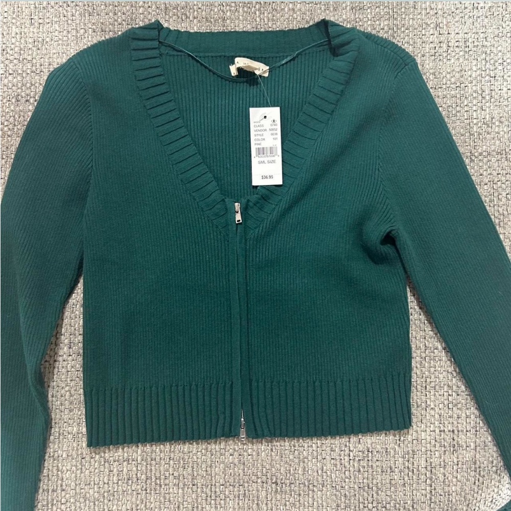 PacSun Deep Green Zip-Up Cardigan